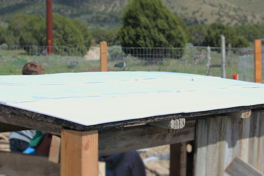 Shed roof made with old Eagle Mountain City Council campaign signs.