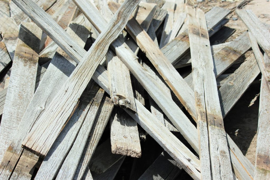 Cedar boards reclaimed from an old wood fence.